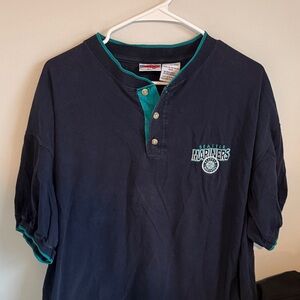 SEATTLE MARINERS VINTAGE Navy and Teal Polo Shirt